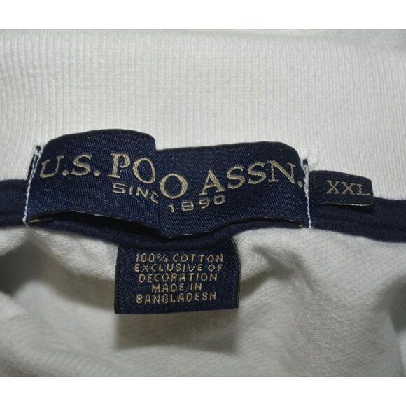 U.S. Polo Assn. Men's White 1/4 Button Up Polo Shirt Size XXL Logo Rugby Stripe - Picture 5 of 6